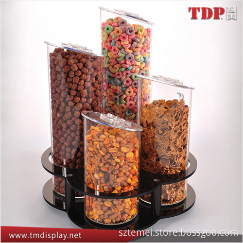 Manufacturer Acrylic Cereal Tube Rotators, Turntable Cereal Dispensers